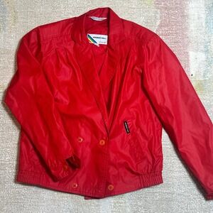 Members Only Vitg 90s Red Double Breasted Windbreaker Blazer Jacket Womens 5/6